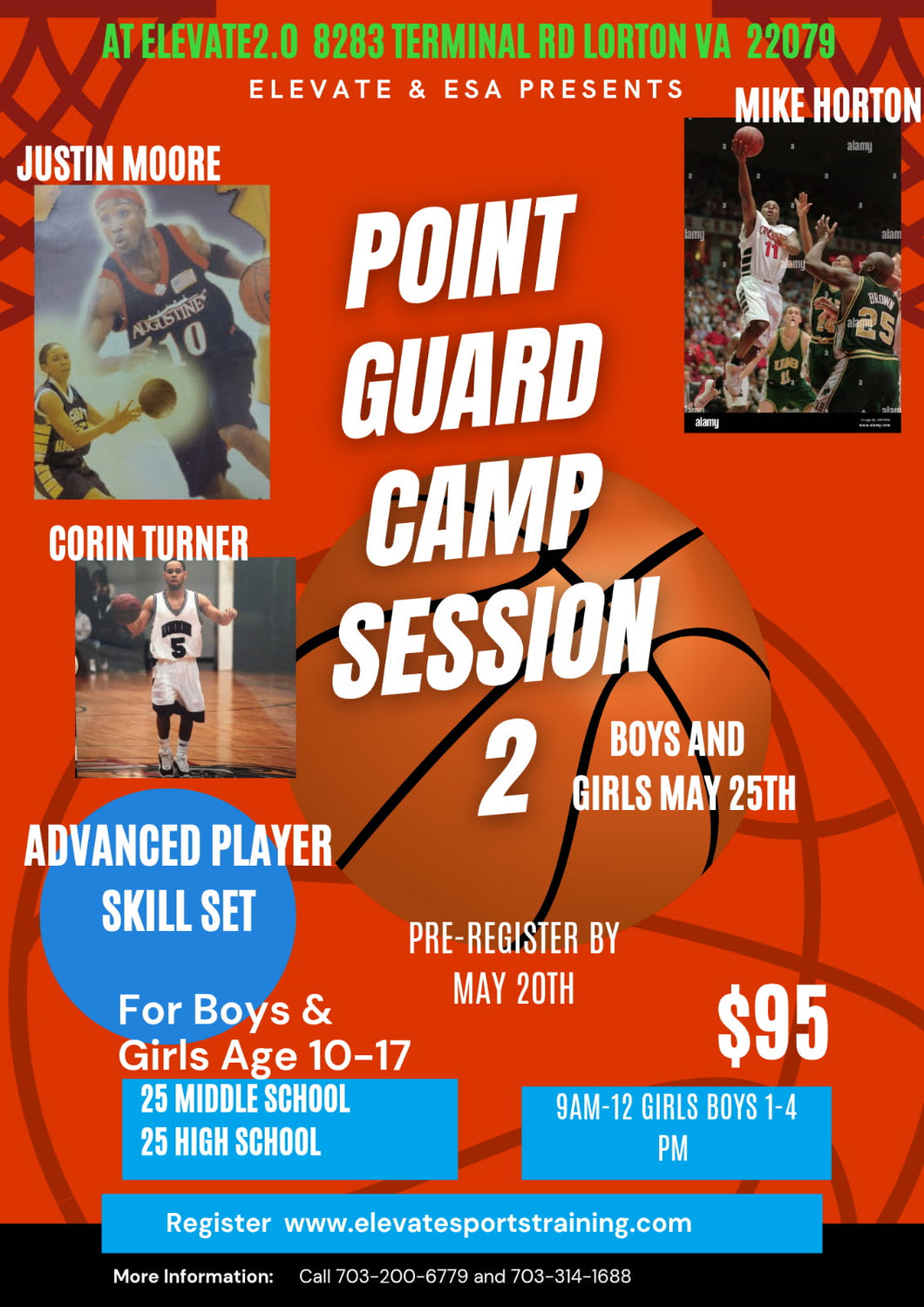 ESA and Elevate Point Guard Boys and Girls Camp May 25th