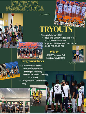 Elevate AAU Tryout Registration Boys and Girls Feb 10th 2024
