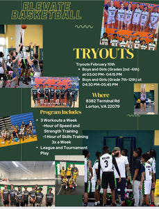 Elevate AAU Tryout Registration Boys and Girls Feb 10th 2024
