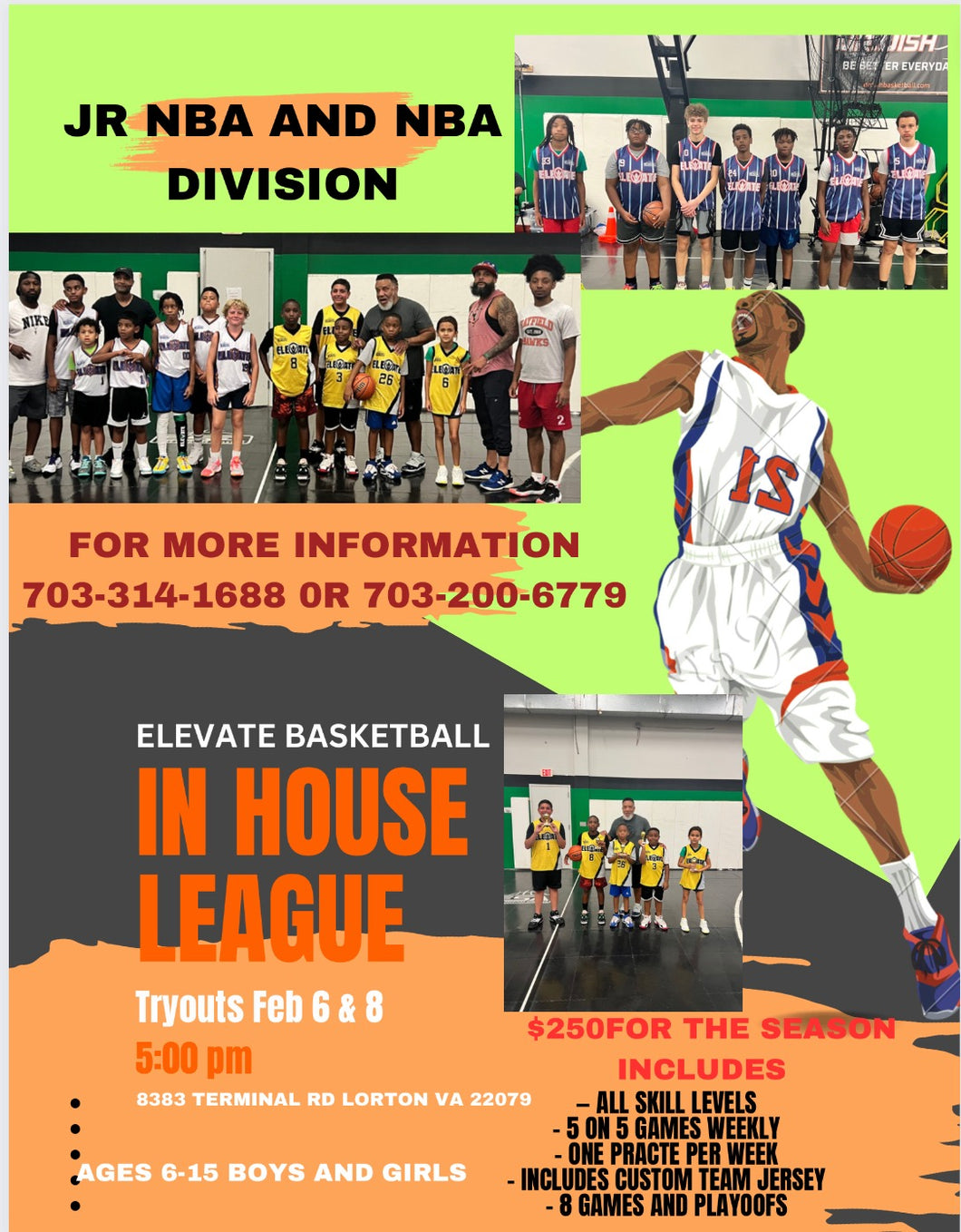 Elevate League 5 on 5 Basketball League, Registration