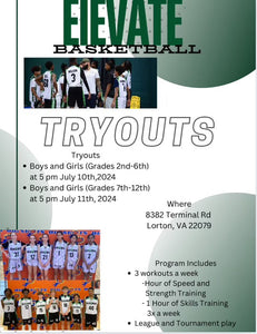 Elevate AAU Tryout Registration Boys and Girls July 10th 11th 2024